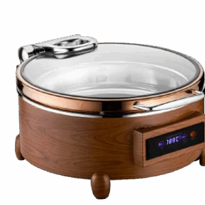 Round Full Glass Electric Chafer Wooden